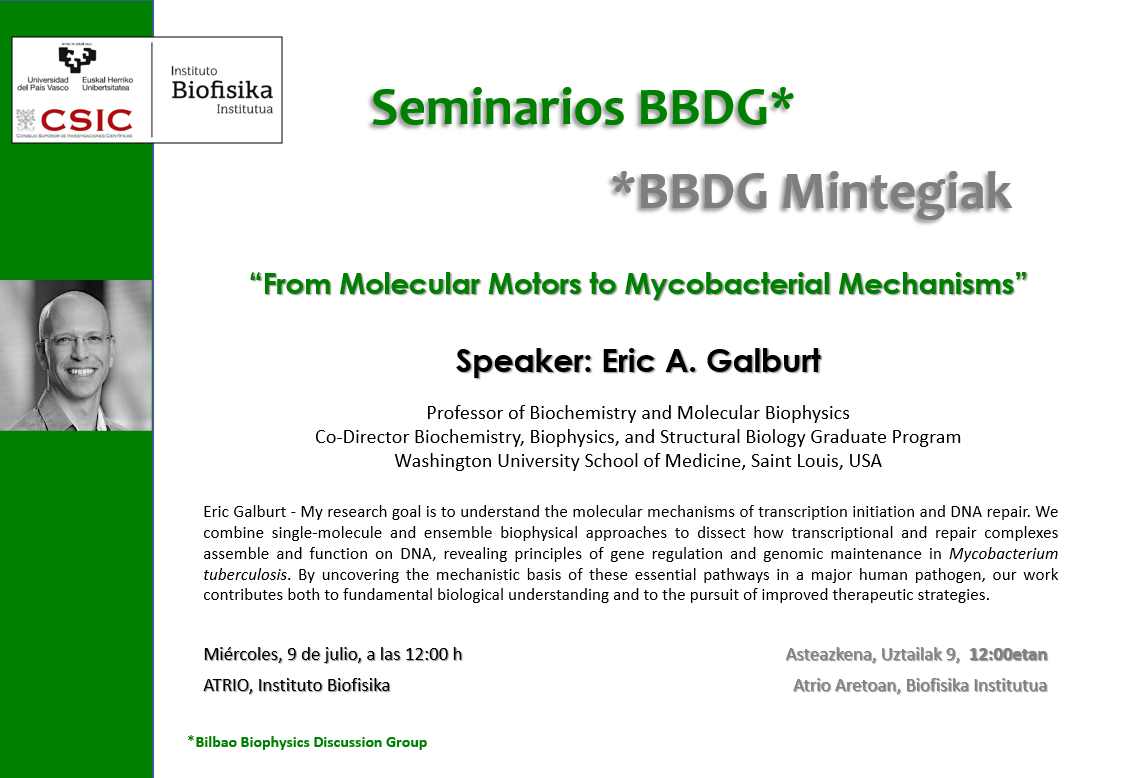 BBDG Seminar: "From Molecular Motors to Mycobacterial Mechanisms"
