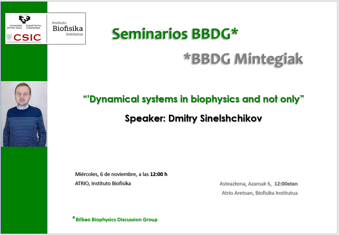 BBDG Seminar: "Dynamical systems in biophysics and not only"