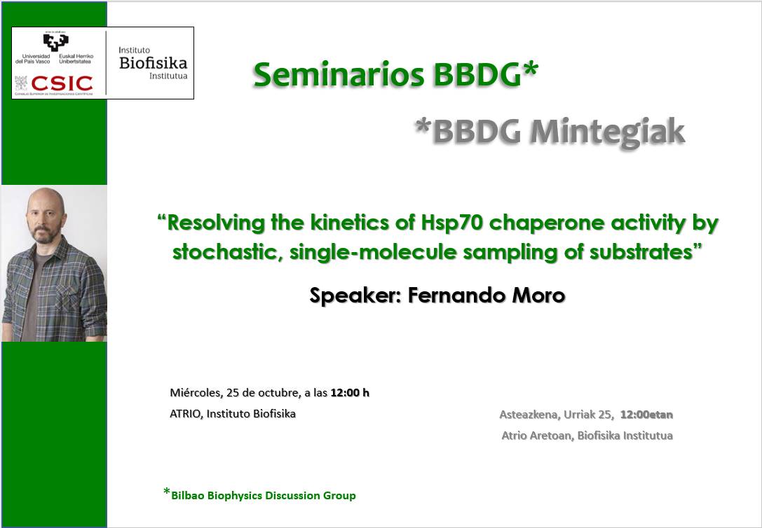 BBDG Seminars: "Resolving the kinetics of Hsp70 chaperone activity by stochastic, single-molecule sampling of substrates"