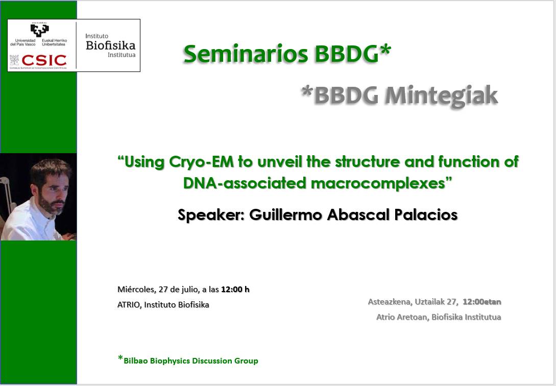 BBDG Seminars: "Using Cryo-EM to unveil the structure and function of DNA-associated macrocomplexes"