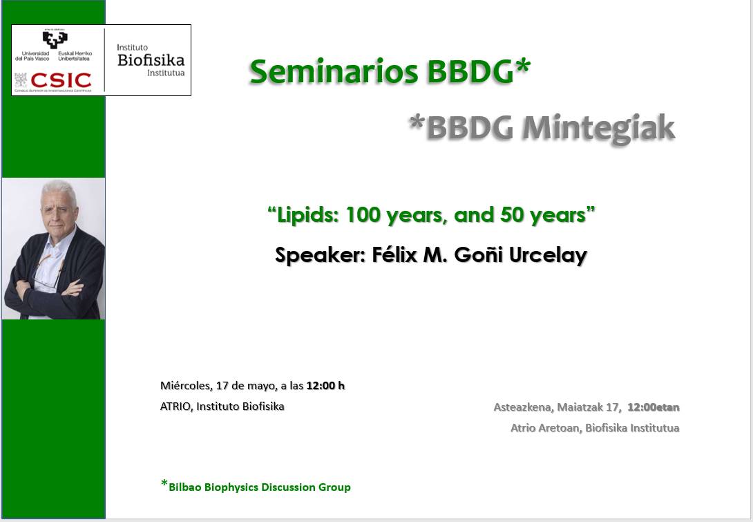 BBDG Seminars: "Lipids: 100 years, and 50 years"