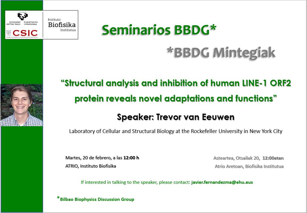 BBDG Seminar: "Structural analysis and inhibition of human LINE-1 ORF2 protein reveals novel adaptations and functions"