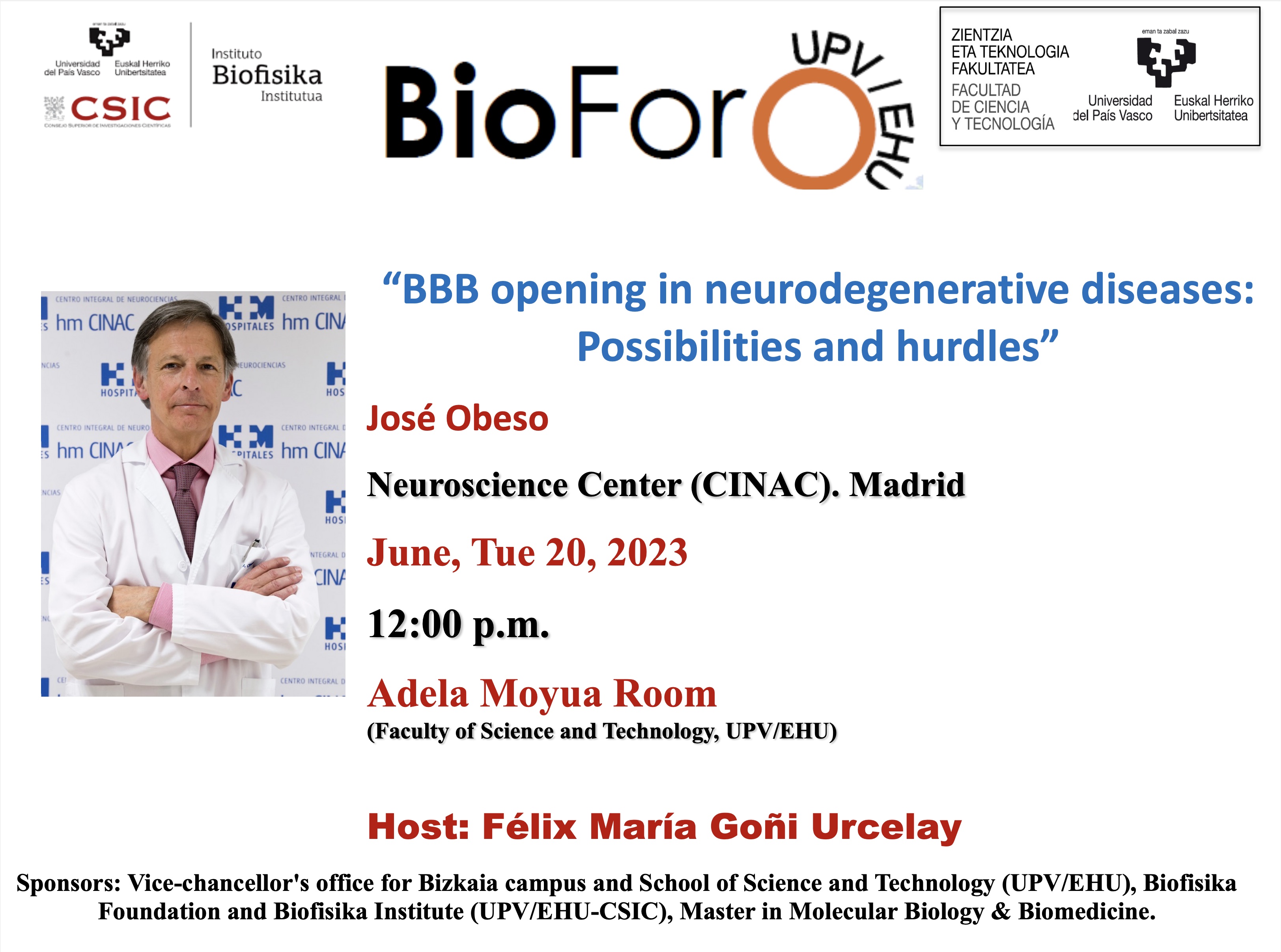 BioForo seminar: "BBB opening in neurodegenerative diseases: Possibilities and hurdles"