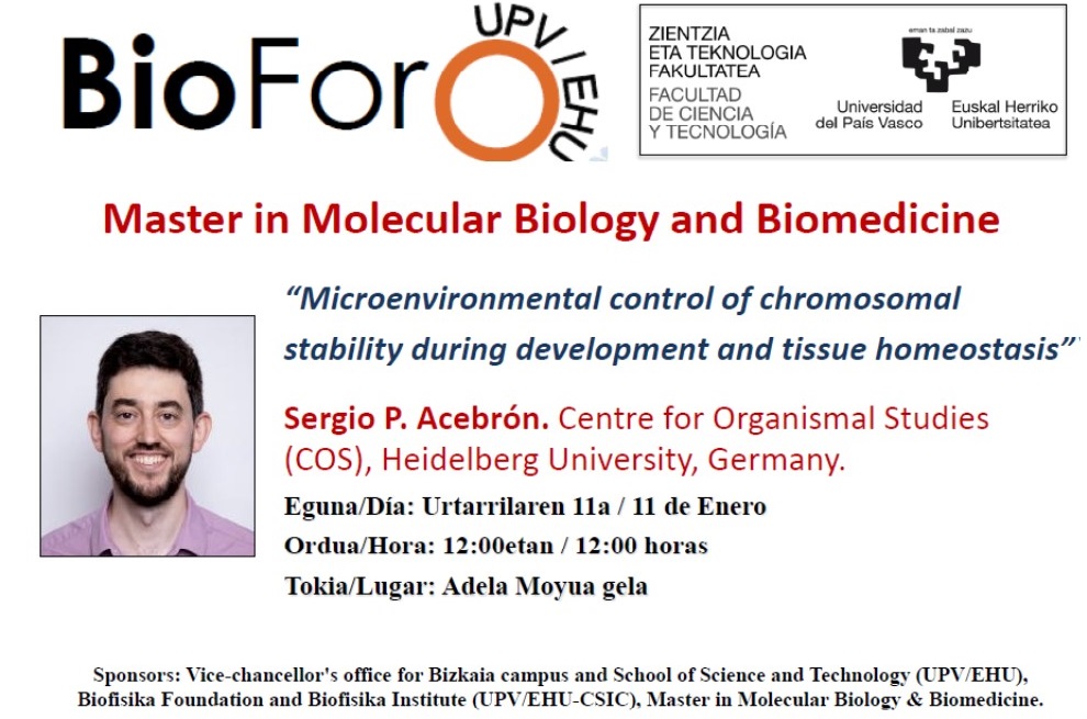 BioForo seminar: "Microenvironmental control of chromosomal stability during development and tissue homeostasis"