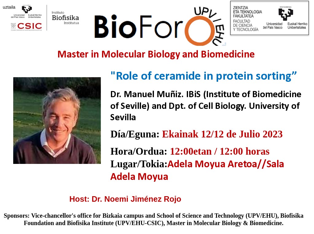 BioForo seminar: "Role of ceramide in protein sorting”
