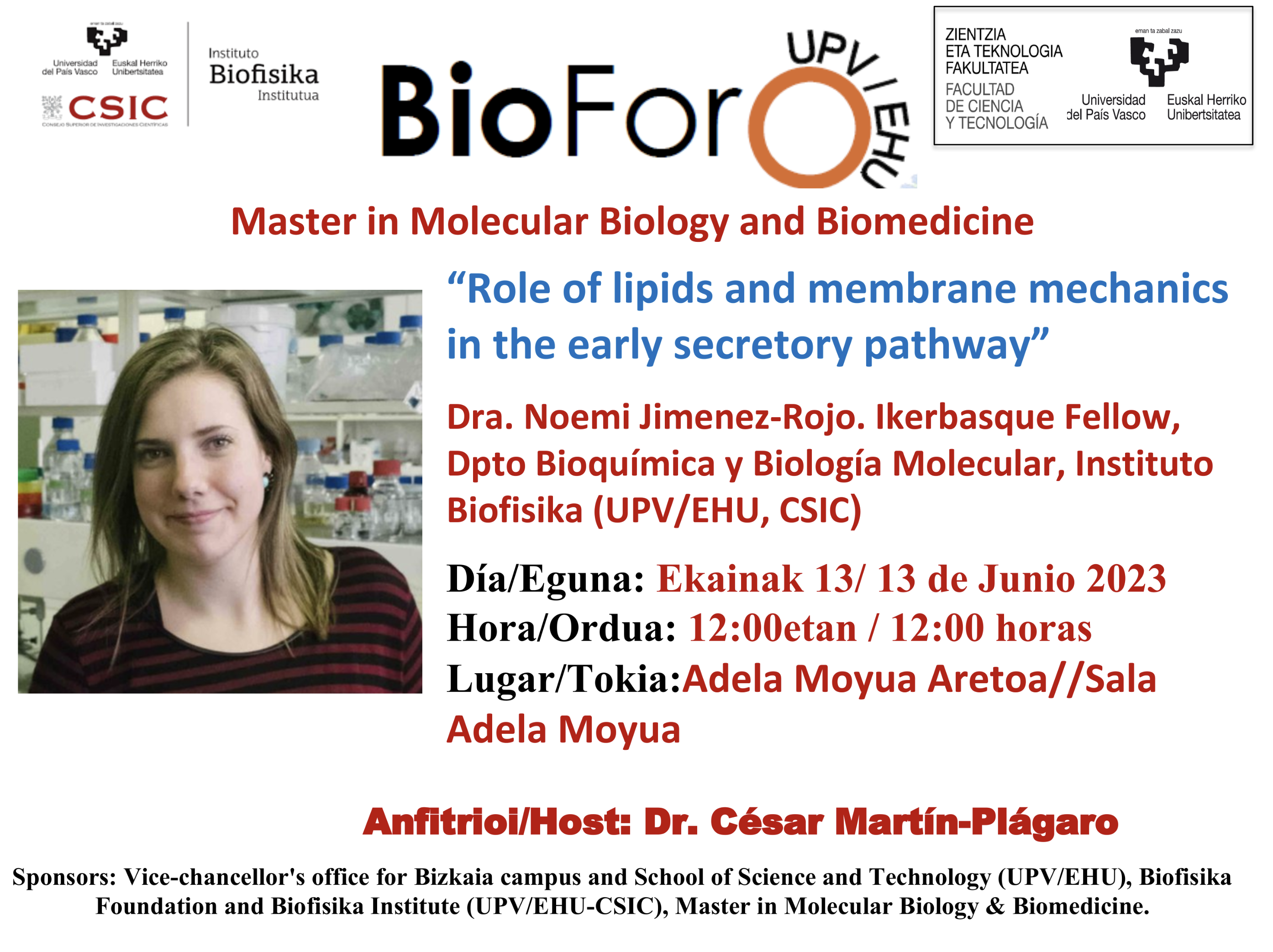 BioForo seminar: "Role of lipids and membrane mechanics in the early secretory pathway"