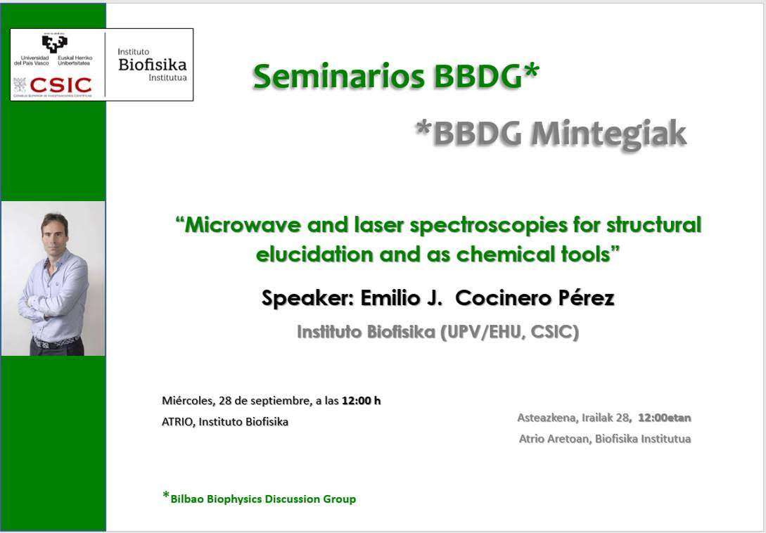 BBDG Seminars: "Microwave and laser spectroscopies for structural elucidation and as chemical tools"
