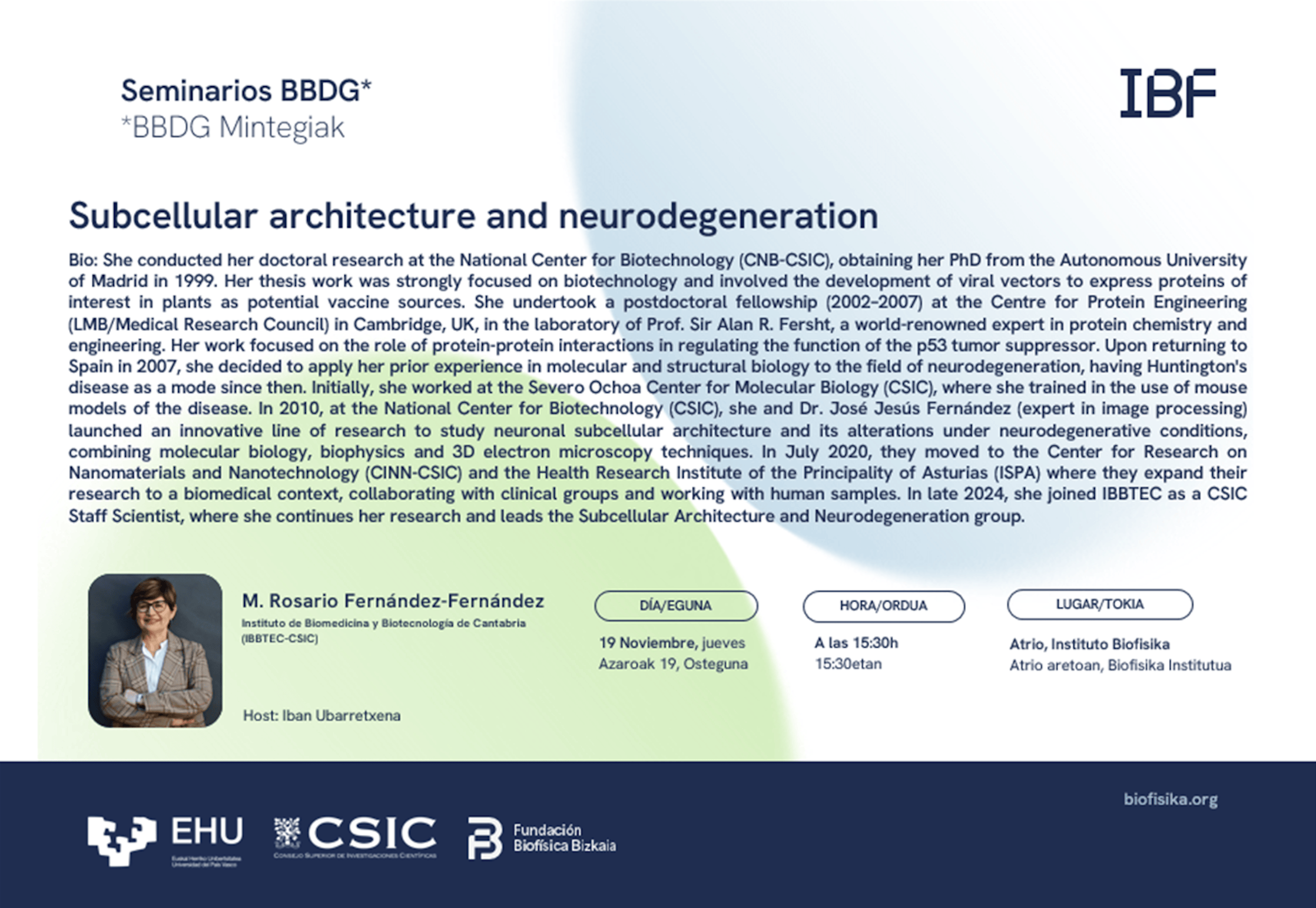 BBDG Seminar: "Subcellular architecture and neurodegeneration"