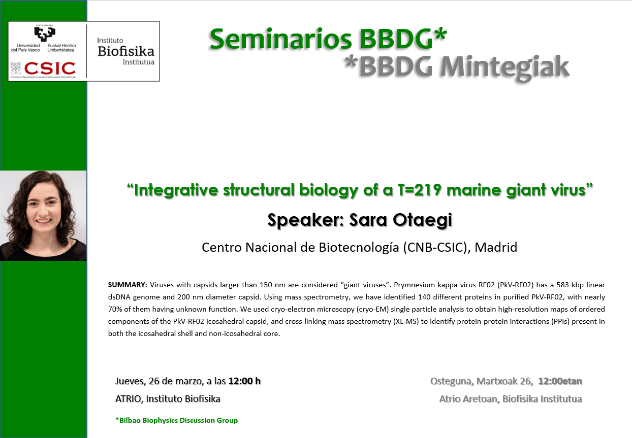 BBDG Seminar: "Integrative structural biology of a T=219 marine giant virus"