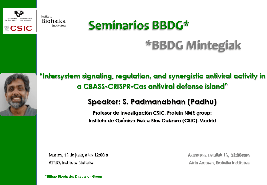 BBDG Seminar: "Intersystem signaling, regulation, and synergistic antiviral activity in a CBASS-CRISPR-Cas antiviral defense island"