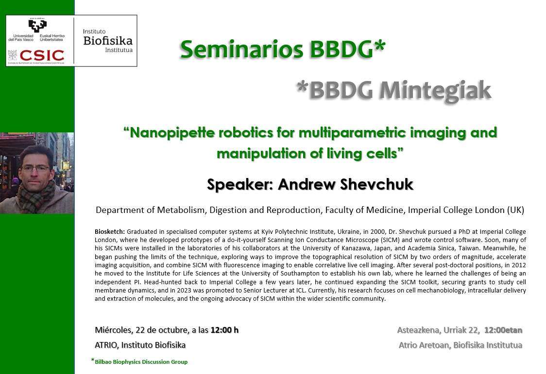 BBDG Seminar: "Nanopipette robotics for multiparametric imaging and manipulation of living cells"