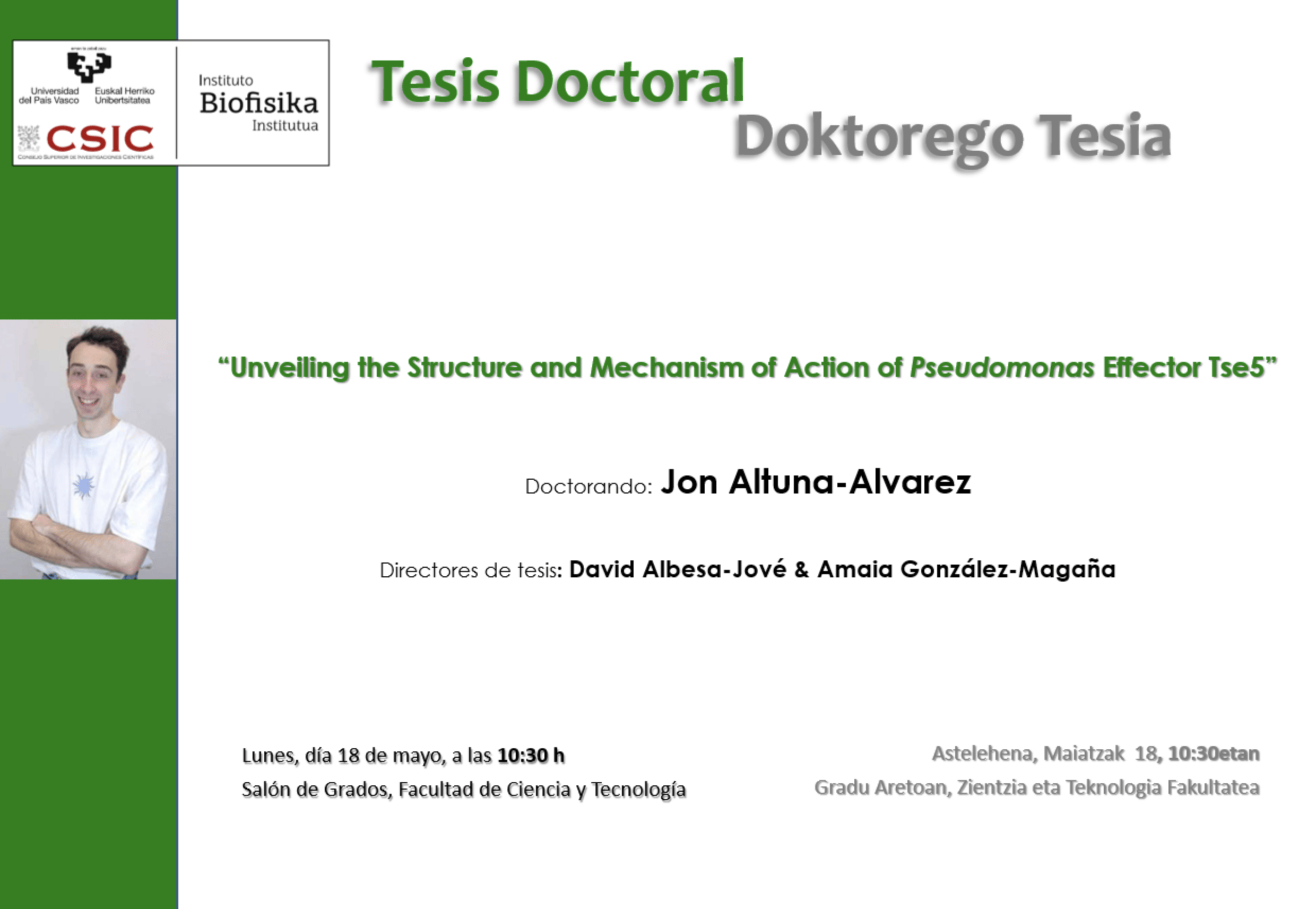 IBF Doctoral Thesis: "Unveiling the Structure and Mechanism of Action of Pseudomonas Effector Tse5"
