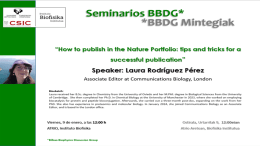 Next BBDG Seminar: “How to publish in the Nature Portfolio: tips and tricks for a successful publication”