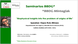 BBDG Seminar: "Biophysical insights into the problem of origins of life"
