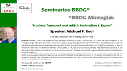 BBDG Seminar: "Nuclear Transport and mRNA Maturation & Export"