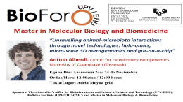 BioForo seminar: "Unravelling animal-microbiota interactions through novel technologies: holo-omics, micro-scale 3D metagenomics and gut-on-a-chip"
